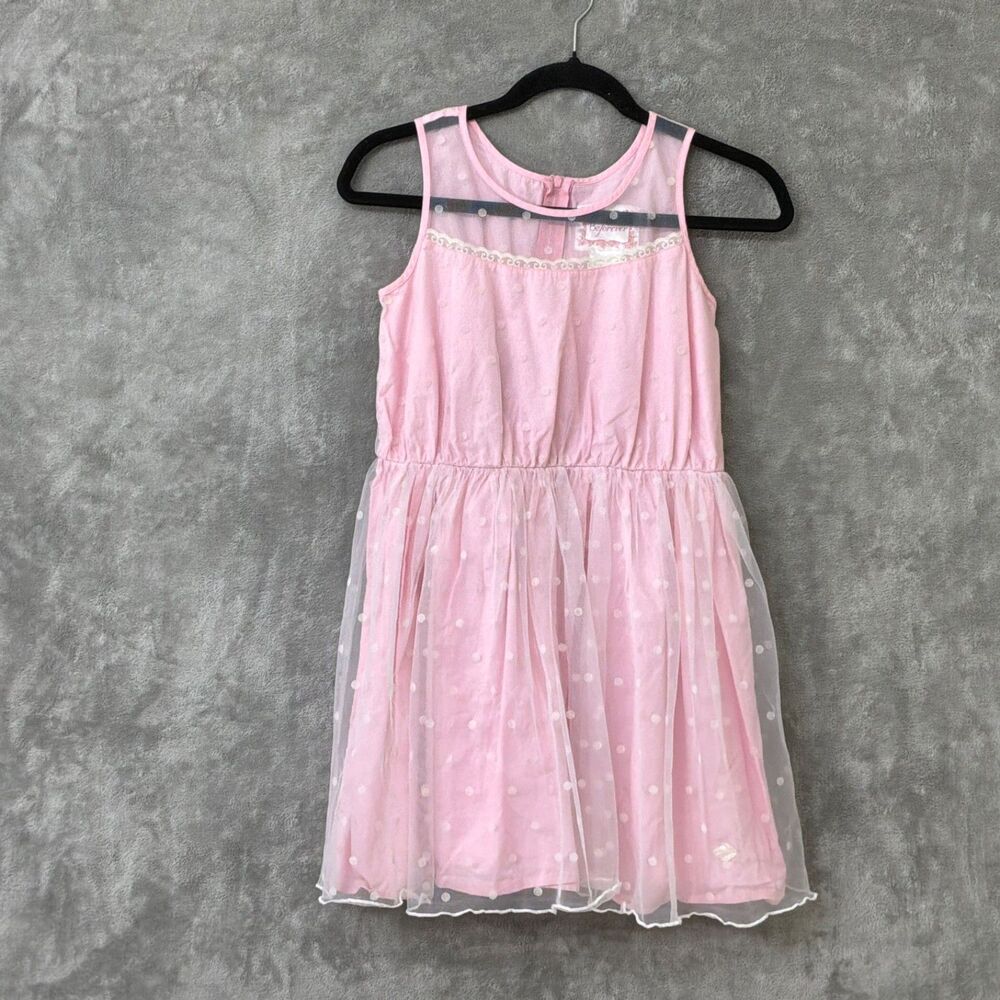 American Girl pink Party Dress Girls Size 12 mesh overlay rare sleeveless